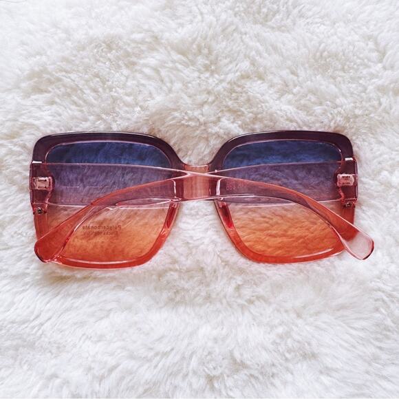 Abby Clear Blue & Pink Square Frame Sunglasses - Picture 10 of 10